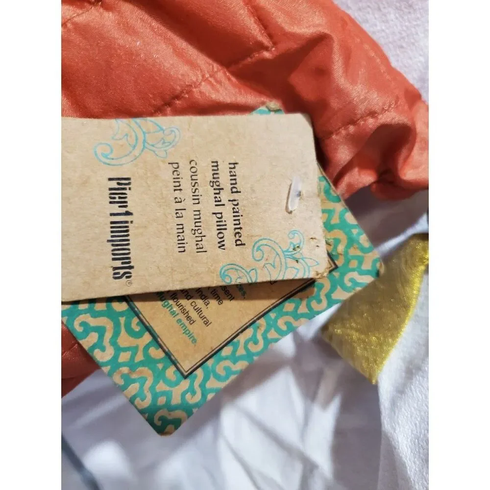 Pier 1 Imports Hand painted Mughal Pillow with Tassels Original Tags